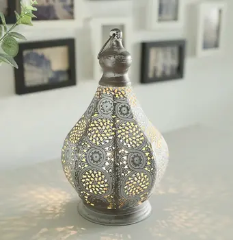 12" Gray Metal Novelty Bedside Lamp With Black Cone Shade