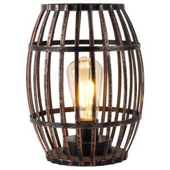 8" Black Metal Novelty Bedside Lamp With Black Cone Shade