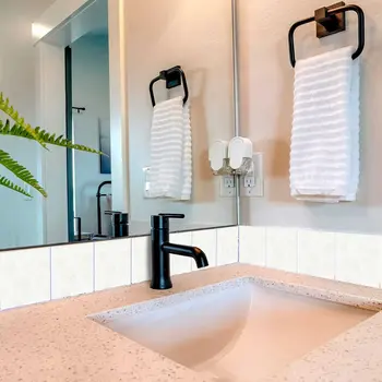 12" x 12" White Vinyl Arabesque Peel And Stick Removable Tiles