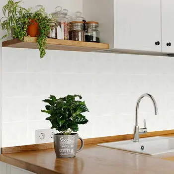 12" x 12" White Vinyl Arabesque Peel And Stick Removable Tiles