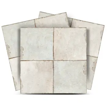 6" x 6" White Vinyl Arabesque Peel And Stick Removable Tiles