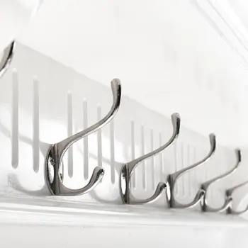 39" White Solid Wood Six Hook Wall Mount Coat Rack