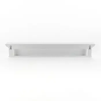 51" White Solid Wood Eight Hook Wall Mount Coat Rack