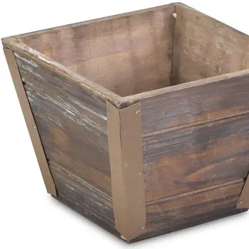 Brown Wood 100 Ounce Square Distressed Planter Box