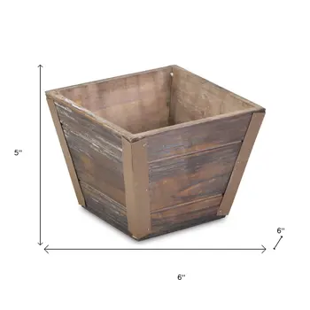 Brown Wood 100 Ounce Square Distressed Planter Box