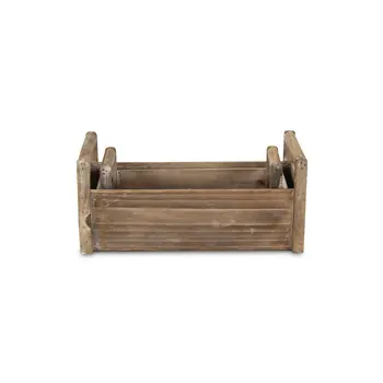 Set of Two Brown Wood 200 Ounce Rectangular Distressed Planter Boxes