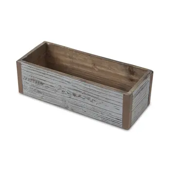 Gray Wood 98 Ounce Rectangular Distressed Planter Box