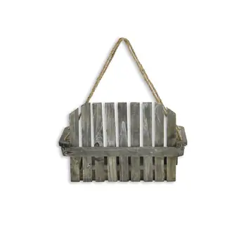 Gray Wood 870 Ounce Distressed Hanging Planter