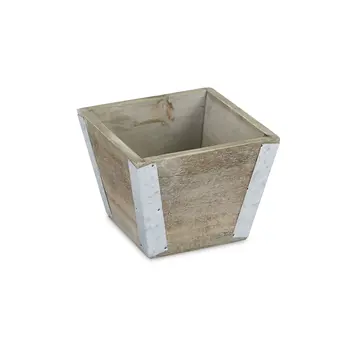 Brown Wood 96 Ounce Square Distressed Planter Box