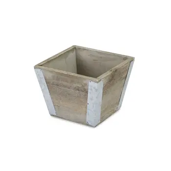 Brown Wood 96 Ounce Square Distressed Planter Box