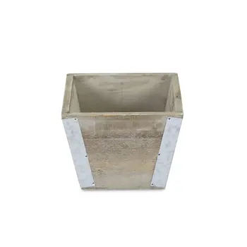 Brown Wood 96 Ounce Square Distressed Planter Box