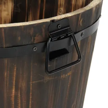 Brown Wood 800 Ounce Round Distressed Planter Box