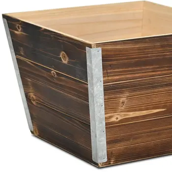 Brown Wood 1000 Ounce Square Distressed Planter Box