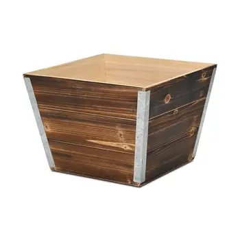Brown Wood 1000 Ounce Square Distressed Planter Box