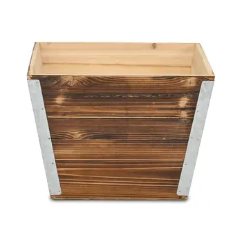 Brown Wood 600 Ounce Square Distressed Planter Box