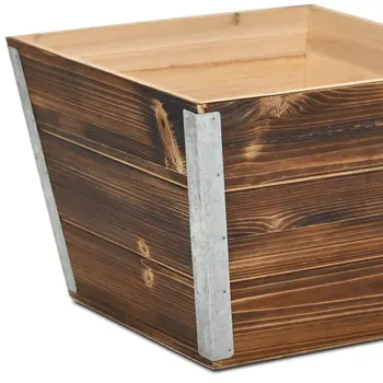 Brown Wood 600 Ounce Square Distressed Planter Box
