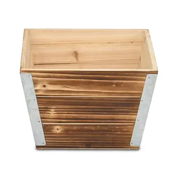 Brown Wood 300 Ounce Square Distressed Planter Box