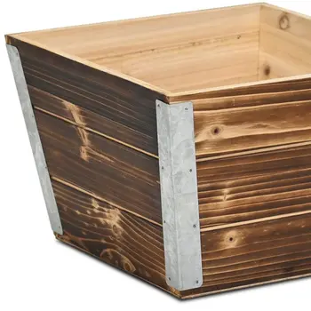 Brown Wood 300 Ounce Square Distressed Planter Box