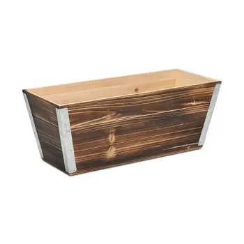 Brown Wood 700 Ounce Rectangular Distressed Planter Box