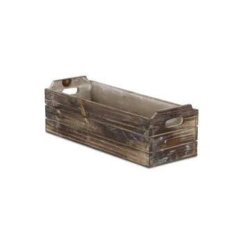 Brown Wood 200 Ounce Rectangular Distressed Planter Box