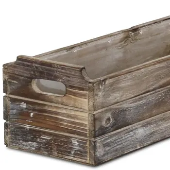 Brown Wood 200 Ounce Rectangular Distressed Planter Box