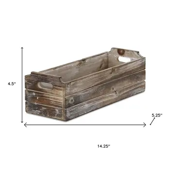 Brown Wood 200 Ounce Rectangular Distressed Planter Box