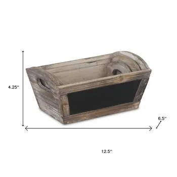 Set of Three Brown Wood 300 Ounce Rectangular Distressed Planter Boxes