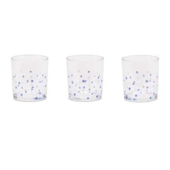 Set of Three Blue Abstract Glass Tabletop Votive Candle Holders