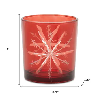 Set of Three Red Abstract Glass Tabletop Votive Candle Holders