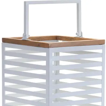 Set of Two White Abstract Metal Tabletop Pillar Candle Holders