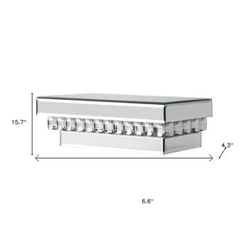 16" Silver Glass Wall Mounted Floating Shelf