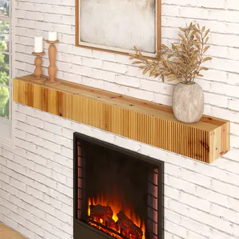 60" Natural Solid Wood Wall Mounted Floating Shelf