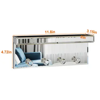 14" Silver Glass Wall Mounted Accent Shelf