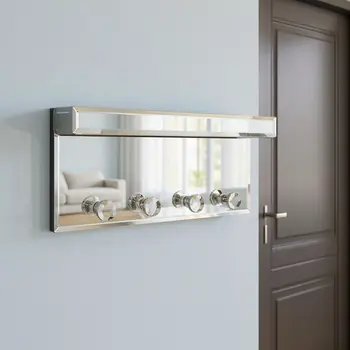 14" Silver Glass Wall Mounted Accent Shelf