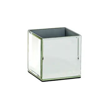 Set of Six Silver Crystal And Mirrored Glass Square Table Vases With Crystals