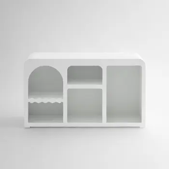 50" White Fiberglass Solid Console Table With Five Shelves