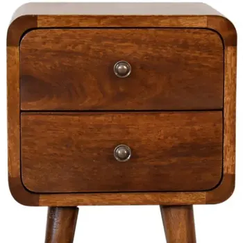 22" Brown Solid Wood Two Drawer Nightstand