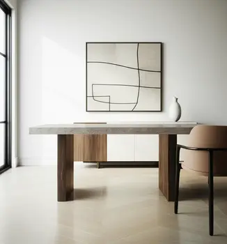 78" Gray Wood Double Pedestal Base Dining Table