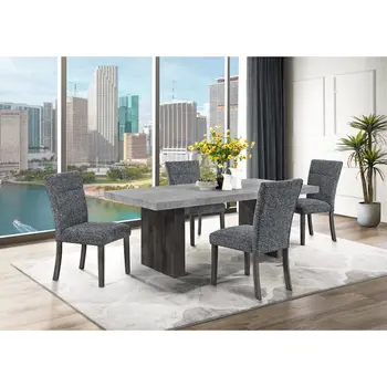 78" Gray Wood Double Pedestal Base Dining Table
