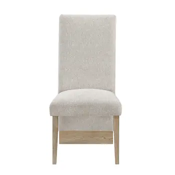 Set of Two Beige and Natural Upholstered Fabric Dining Side Chairs