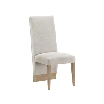 Set of Two Beige and Natural Upholstered Fabric Dining Side Chairs