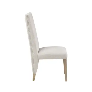 Set of Two Beige and Natural Upholstered Fabric Dining Side Chairs