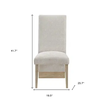 Set of Two Beige and Natural Upholstered Fabric Dining Side Chairs
