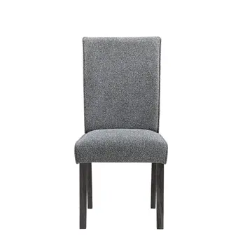 Set of Two Gray Upholstered Fabric Dining Side Chairs