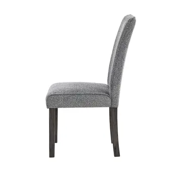 Set of Two Gray Upholstered Fabric Dining Side Chairs