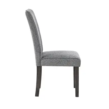 Set of Two Gray Upholstered Fabric Dining Side Chairs