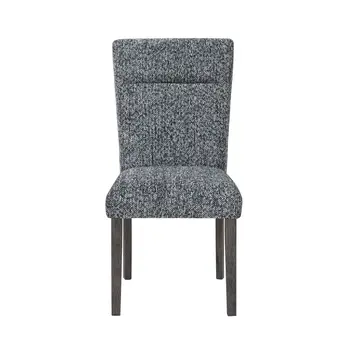 Set of Two Gray and Brown Upholstered Fabric Dining Side Chairs