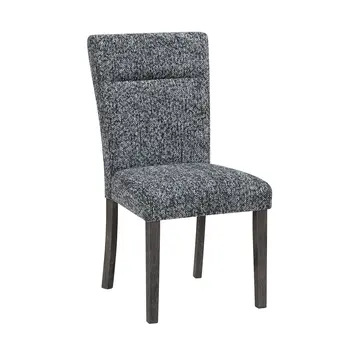 Set of Two Gray and Brown Upholstered Fabric Dining Side Chairs