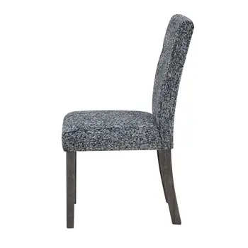 Set of Two Gray and Brown Upholstered Fabric Dining Side Chairs