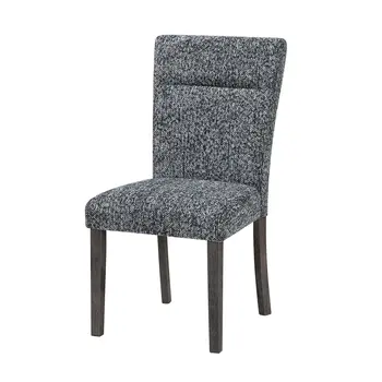 Set of Two Gray and Brown Upholstered Fabric Dining Side Chairs